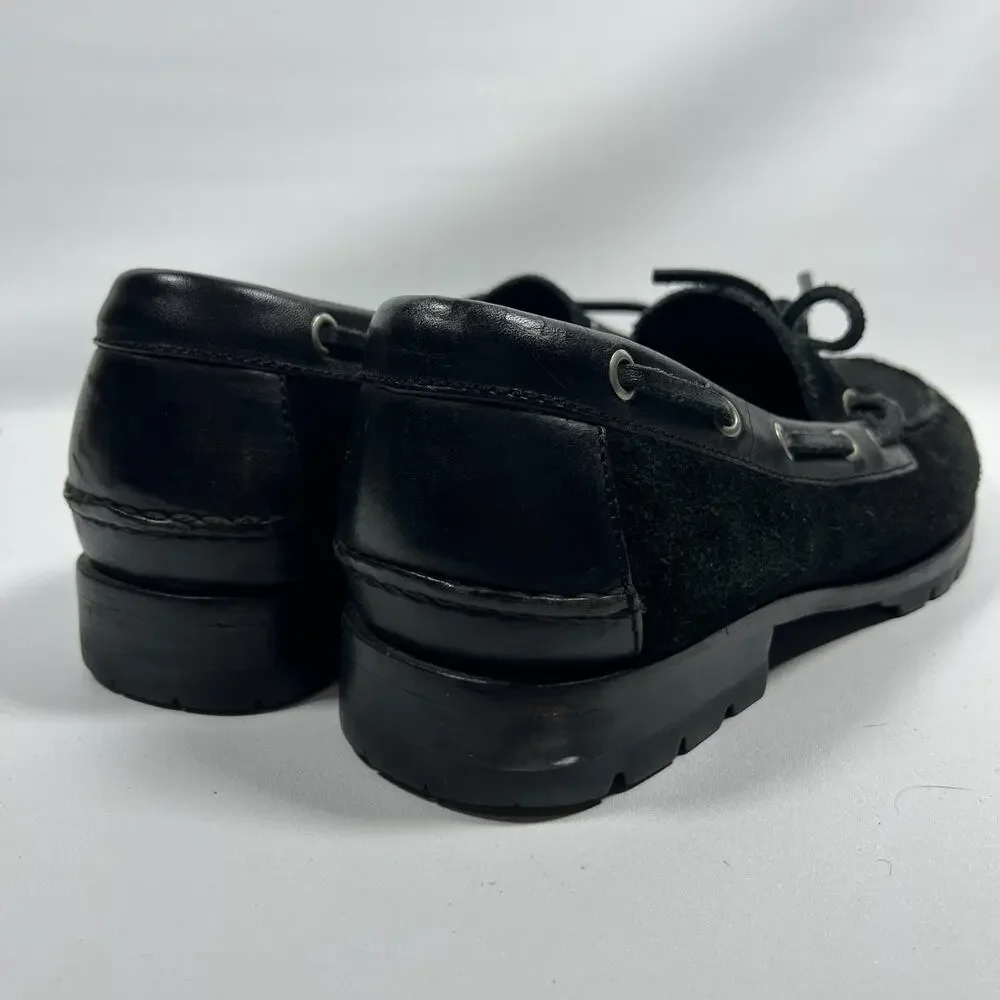 POLO RALPH LAUREN Shoes Men 11D Merton Suede Leather Boat Lug Sole Slip On Black